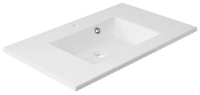 Lavabo integrale a incasso bacino al centro rettangolare Neo L 76 x H 11.2 x P 48.5 cm in composito minerale di resina gelificata bianco