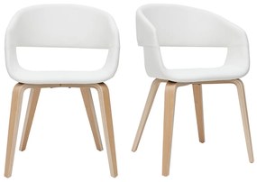 Sedie design in poliuretano bianco e base legno chiaro (set di 2) SLAM