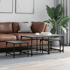 Tavolini Salotto Impilabili 3pz Grigio Sonoma Legno Multistrato /