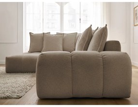 Divano angolare grigio tortora allungabile e con contenitore (penisola a sinistra/a L) con rivestimento in ciniglia Everest – Bobochic Paris