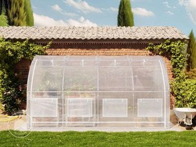 TOOLPORT Serra tunnel addossata 2x4m, telo in PE, bianco - (9033)