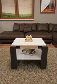 Tavolino Basso Da Salotto Stile Moderno 63x54x45 Axel Bianco E Antracite
