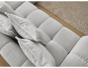 Divano angolare grigio chiaro allungabile e con contenitore (penisola a destra/a L) con rivestimento in ciniglia Everest – Bobochic Paris