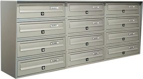 Casellario postale condominiale ALUBOX  Slim formato rivista in alluminio argento satinato L 116 x P 30 x H 50 cm