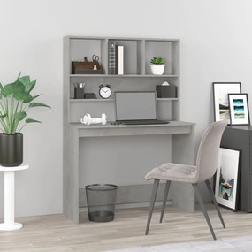 Scrivania Mensole Grigio Cemento 102x45x148cm Legno Multistrato /