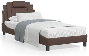 Letto con materasso marrone 80x200 cm in similpelle