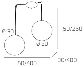 Sospensione Contemporanea Target Metallo Cromo Vetro Cromo Trasp 2 Luci E27 30Cm