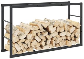 Rastrelliera Per Legna Da Ardere Nera 110x30x61 Cm İn Acciaio /