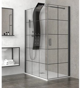 Kamalu - box doccia 80x70 con telaio nero fisso da 80cm e porta da 70cm nico-3500