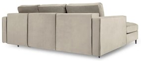 Divano letto angolare in velluto beige, angolo sinistro Santo - Milo Casa