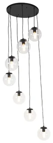 Lampada a sospensione Art Déco nera 7 luci - Pallon