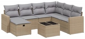 Set divano da giardino 8 pz con cuscini beige misto polyrattan