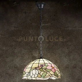 Tulipano sospensione tiffany 1 luce con catena d.40cm altezza regol...
