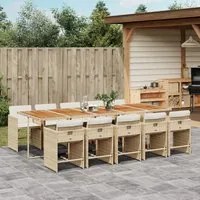 Set da Pranzo da Giardino 11 pz con Cuscini Beige in Polyrattan 3277887