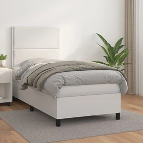 Giroletto A Molle Con Materasso Bianco 100x200 Cm İn Similpelle /