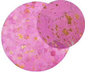 Tappeto in pelle rosa ⌀ 140 cm ZEYTIN Beliani