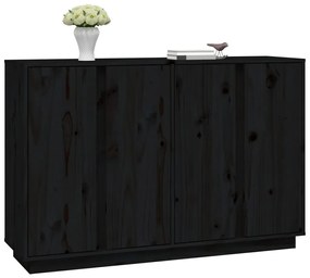 Credenza Nera 120x35x80 cm in Legno Massello di Pino