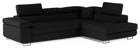 Divano angolare nero allungabile/con contenitore (con penisola a destra/a L) Anton – ELTAP