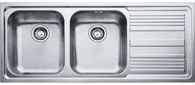 Lavello integrato 2 vasche con gocciolatoio a destra FRANKE Logica line inox L 50 x L 116 cm argento