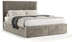 Letto matrimoniale imbottito beige con spazio contenitivo 200x200 cm Mavel - Maison de Rêve
