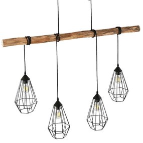 Lindby - Eldarion 4 Lampada a Sospensione Nero/Quercia Lindby