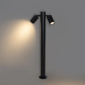 Lampada da esterno a stelo nera 80 cm IP44 orientabile 2 luci - Duo