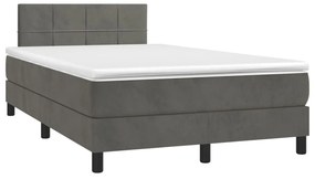 Letto A Molle Materasso E Led Grigio Scuro 120x190cm İn Velluto /