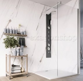 Parete doccia 140 cm fissa walk in in vetro temperato 8 mm opaco H 195 profilo cromo Marsiglia