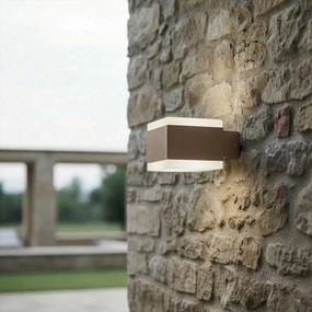 Applique LED 12W Cubica per esterni a Luce Diffusa IP54 Corten Colore Bianco Naturale 4.000K