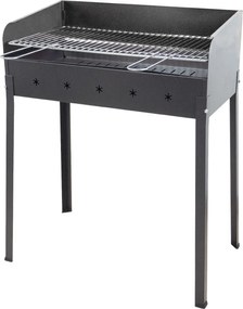 Barbecue a Carbone Stella-eco 60x40x90 cm Griglia Regolabile a 2 Altezze in Acciaio Nero...
