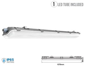 Plafoniera 150cm Con 2 Tubi Led Da 22W Incluso Bianco Freddo 6400K IP65 Tri Proof Led Lamp Light SKU-6400