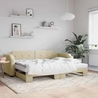 Divano Letto con Letto Estraibile Crema 90x200 cm in Tessuto 3197638