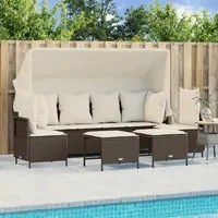 Set Divano da Giardino 5 pz con Cuscini Marrone in Polyrattan 3261552