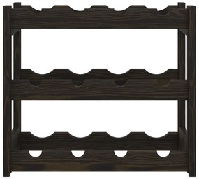 Portabottiglie per 12 bottiglie nero legno massello di pino