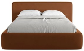 Letto matrimoniale imbottito in terracotta con contenitore con griglia 140x200 cm Kiana - Makamii