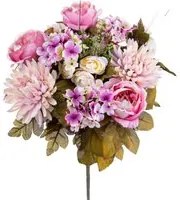 Set 2 Bouquet Artificiale Composta da Rose e Dalie Altezza 34 cm Viola