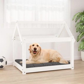 Cuccia per cani bianca 81x60x70 cm in legno massello di pino