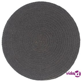 vidaXL Tovagliette 4 pz Grigio Scuro Neutro 38cm Rotonde in Juta