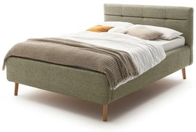 Letto matrimoniale imbottito verde con contenitore con rete inclusa 140x200 cm Lotte – Meise Möbel