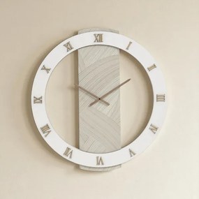 Orologio SCOTT rotondo D80 cm in legno rivestito con parato e dettagli Rame