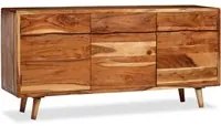 Credenza in Legno Massello con Ante Intagliate 160x40x75 cm 244976