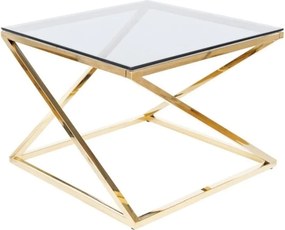 Tavolino da caffè Liam in vetro fumé/oro - H45 cm