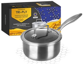 Casseruola 16 cm con coperchio a 3 strati Tri - ply