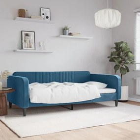 Letto Da Giorno Blu 100x200 Cm İn Velluto /