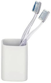 Bicchiere per spazzolino in ceramica bianca opaca Hexa - Wenko