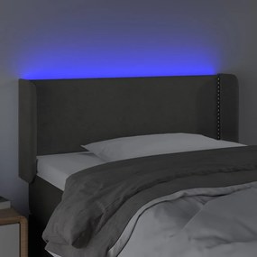 Testiera a led grigio scuro 103x16x78/88 cm in velluto
