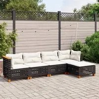 Set Divani da Giardino 5 pz con Cuscini in Polyrattan Nero 3261788