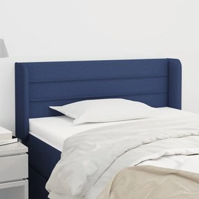 Testiera Ad Orecchio Blu 83x16x78/88cm İn Tessuto /