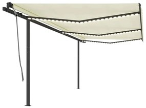 Tenda Da Sole Retrattile Manuale Con Led 6x3 M Crema /