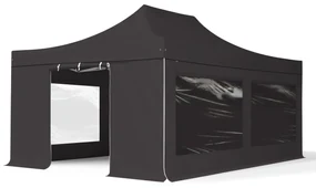 TOOLPORT 4x6m gazebo pieghevole PVC con laterali (finestre panoramiche), PROFESSIONAL alluminio, nero - (582032)